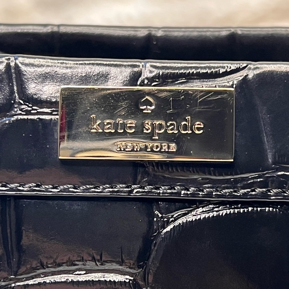 kate spade Black Croc-Embossed Patent Leather Satchel - Picture 2 of 10